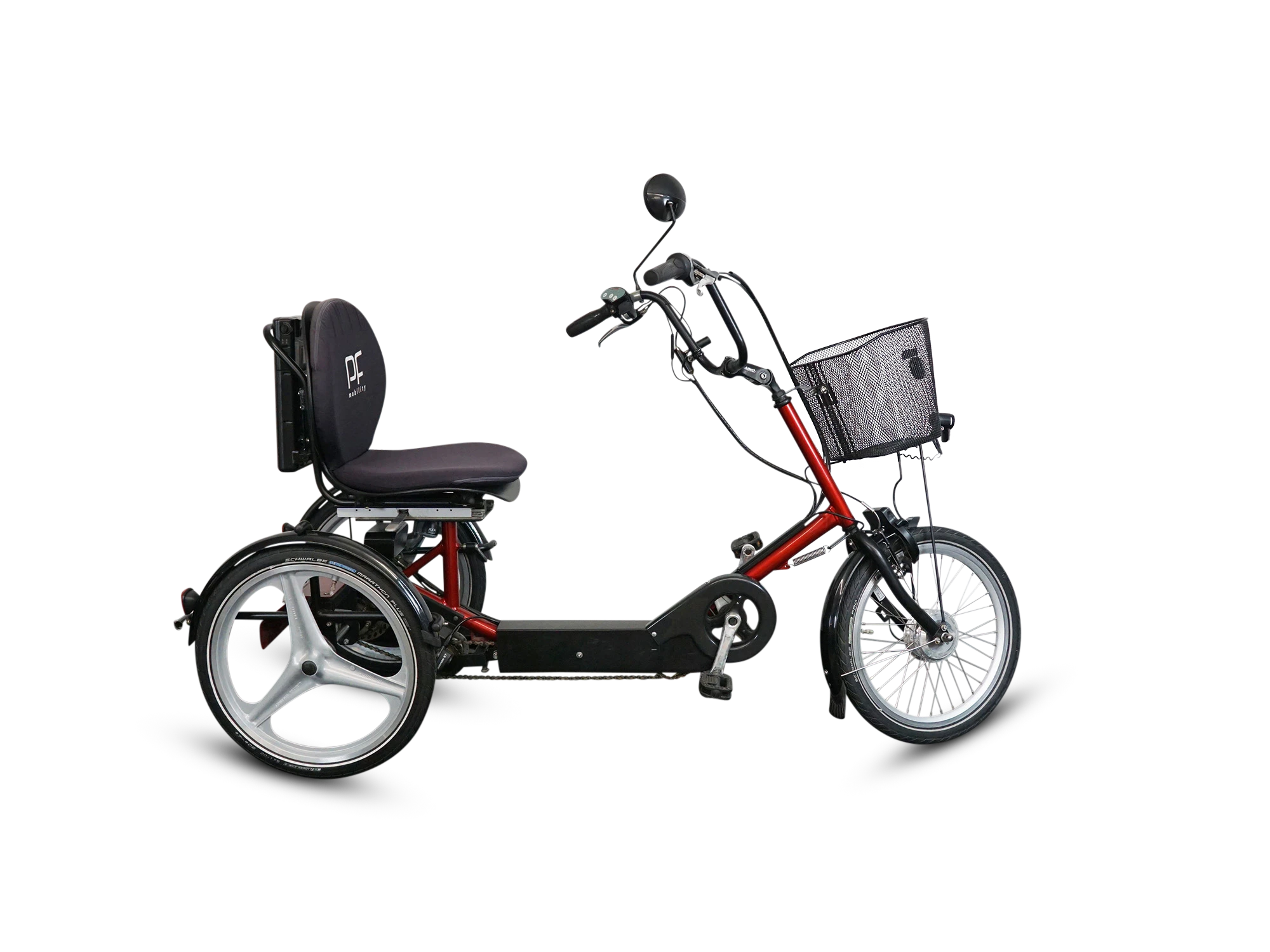 Dreirad von PF Mobility in rot auf weißem Hintergrund