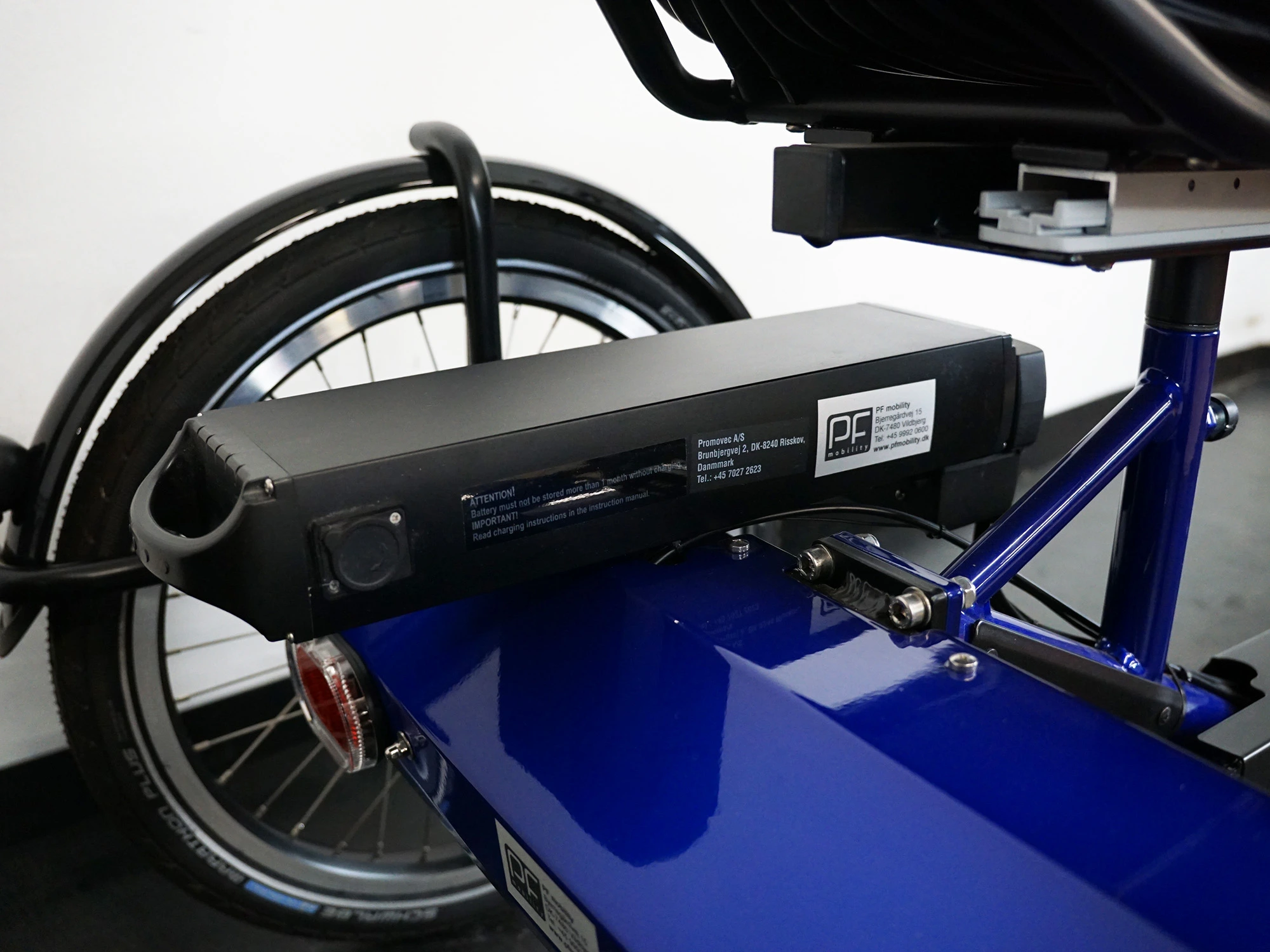 Akku hinter dem Sitz vom Fahrrad